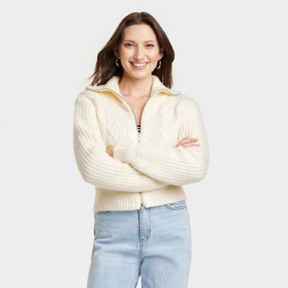 Universal Thread Tops - Universal Thread Cream Women's Zip-Up Cardigan